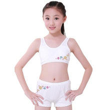 Load image into Gallery viewer, Kids Clothing Puberty Young Girls Cozy Undies Teenagers Cotton Yoga Underwear Set Training Bras Camisole Vest Top+Panties