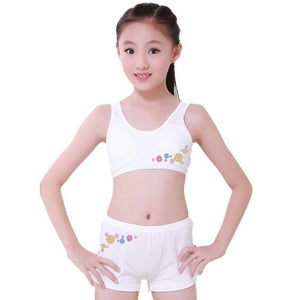 Kids Clothing Puberty Young Girls Cozy Undies Teenagers Cotton Yoga Underwear Set Training Bras Camisole Vest Top+Panties