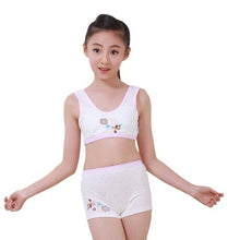 Load image into Gallery viewer, Kids Clothing Puberty Young Girls Cozy Undies Teenagers Cotton Yoga Underwear Set Training Bras Camisole Vest Top+Panties
