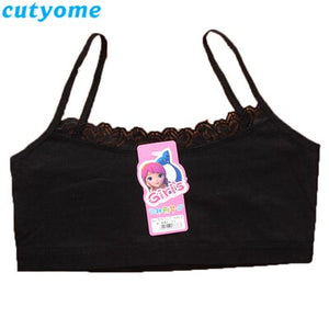 Cutyome 10pcs/lot Teenage Girls Bra and Underwear Cotton Lace Wireless Young Student Training Bras Teens Puberty Clothing Undies