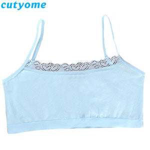 Cutyome 10pcs/lot Teenage Girls Bra and Underwear Cotton Lace Wireless Young Student Training Bras Teens Puberty Clothing Undies