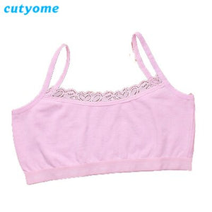 Cutyome 10pcs/lot Teenage Girls Bra and Underwear Cotton Lace Wireless Young Student Training Bras Teens Puberty Clothing Undies