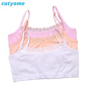 Cutyome 10pcs/lot Teenage Girls Bra and Underwear Cotton Lace Wireless Young Student Training Bras Teens Puberty Clothing Undies